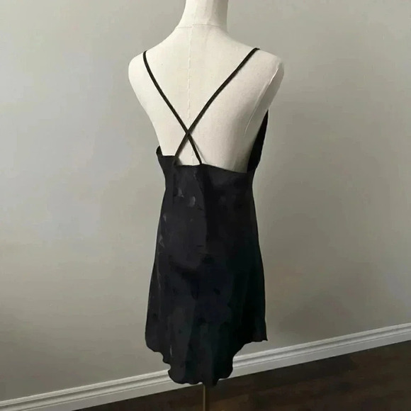 Vintage black satin floral detail slip dress M - Picture 5 of 7